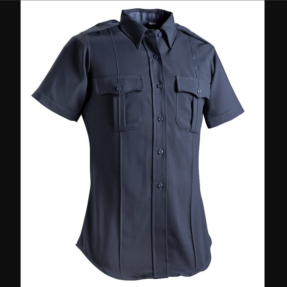 Flying Cross Short Sleeve Button Up Shirt, Women's Size 40 - Navy